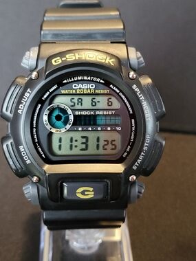 Casio G-Shock DW-9052 Digital Watch in Black with Yellow Accents